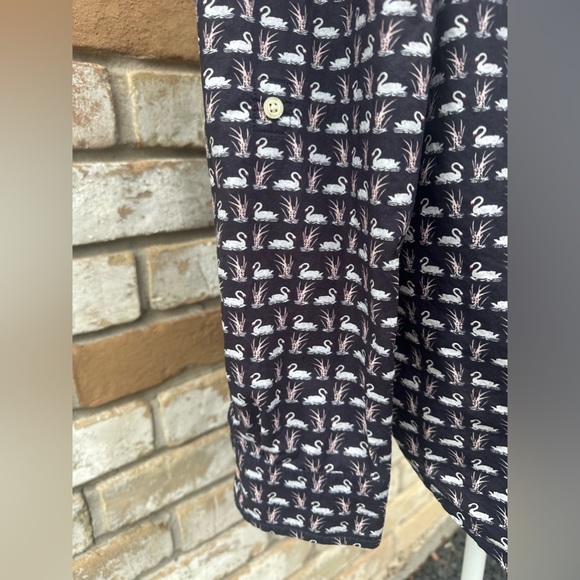 🦢 Talbots Button Down Collared Swan Long Sleeve Shirt sz 16 🦢 - Picture 4 of 8